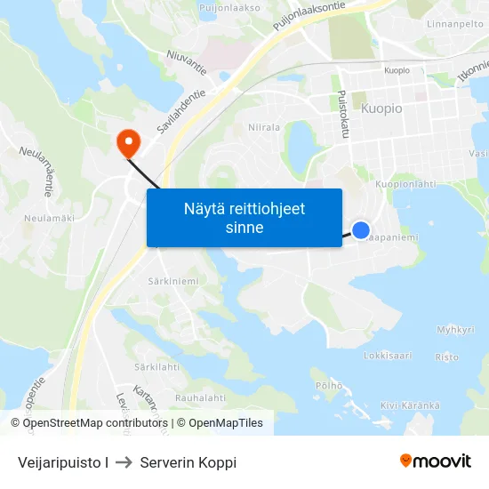 Veijaripuisto I to Serverin Koppi map
