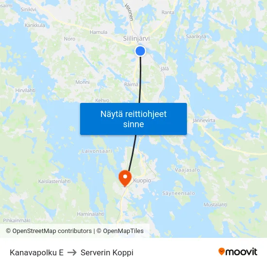Kanavapolku E to Serverin Koppi map