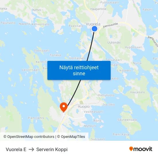 Vuorela E to Serverin Koppi map