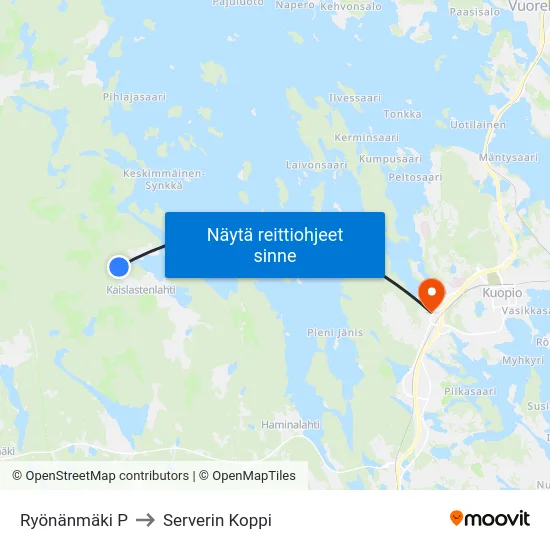 Ryönänmäki P to Serverin Koppi map