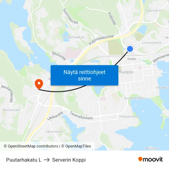 Puutarhakatu L to Serverin Koppi map