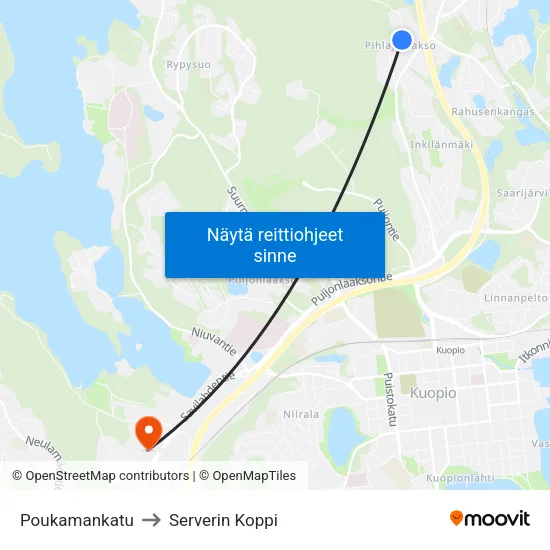 Poukamankatu to Serverin Koppi map