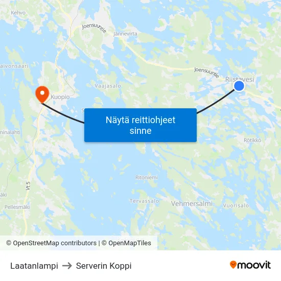 Laatanlampi to Serverin Koppi map