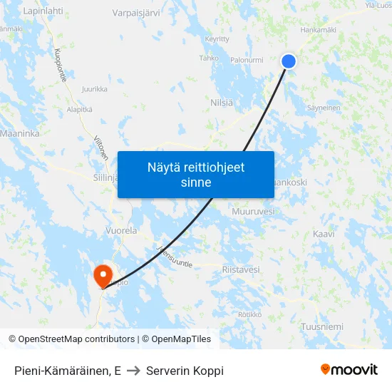 Pieni-Kämäräinen, E to Serverin Koppi map