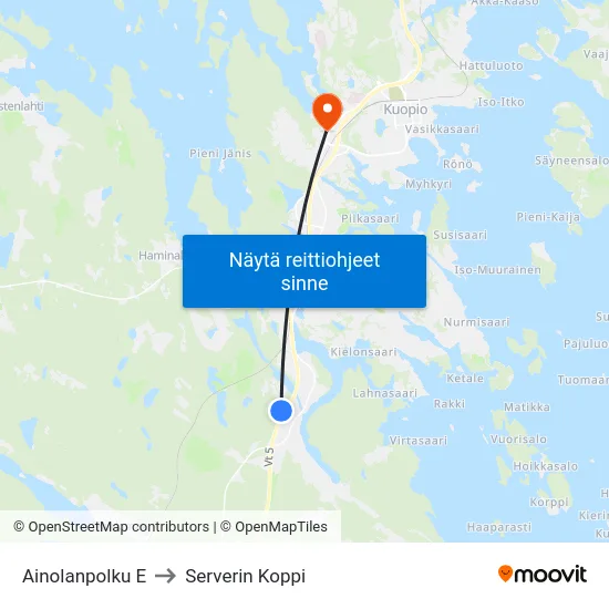 Ainolanpolku E to Serverin Koppi map