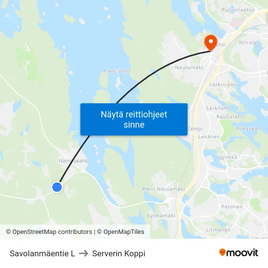 Savolanmäentie L to Serverin Koppi map