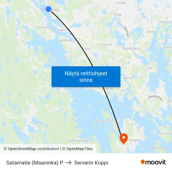 Satamatie (Maaninka) P to Serverin Koppi map
