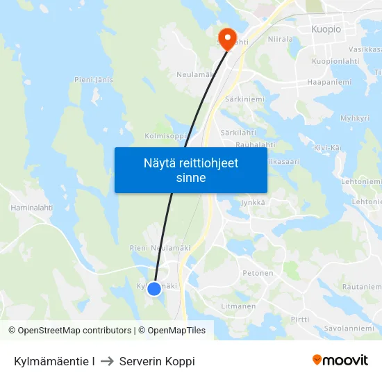 Kylmämäentie I to Serverin Koppi map