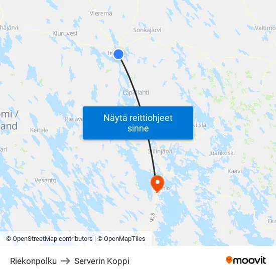 Riekonpolku to Serverin Koppi map