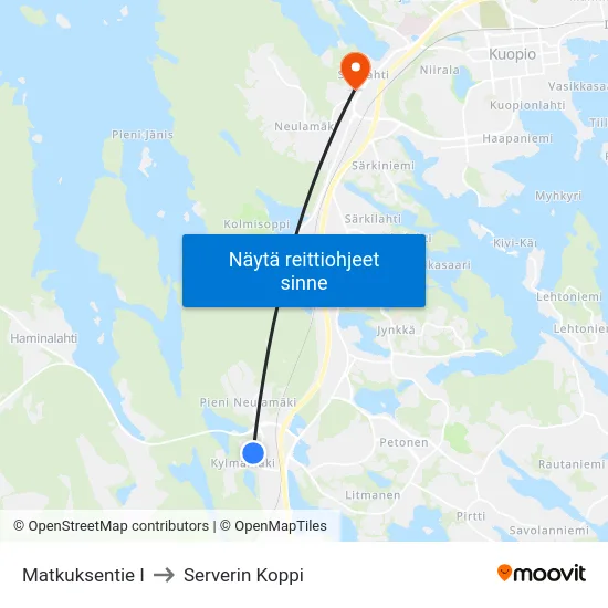 Matkuksentie I to Serverin Koppi map