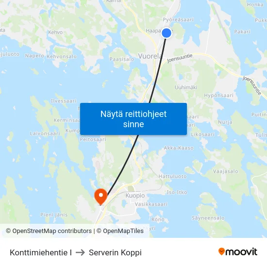 Konttimiehentie I to Serverin Koppi map