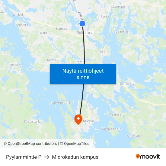 Pyylammintie P to Microkadun kampus map