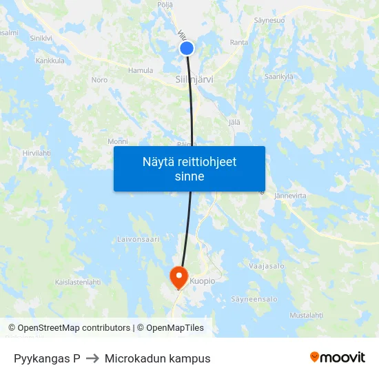Pyykangas P to Microkadun kampus map