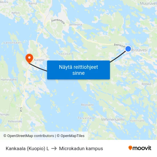 Kankaala (Kuopio) L to Microkadun kampus map