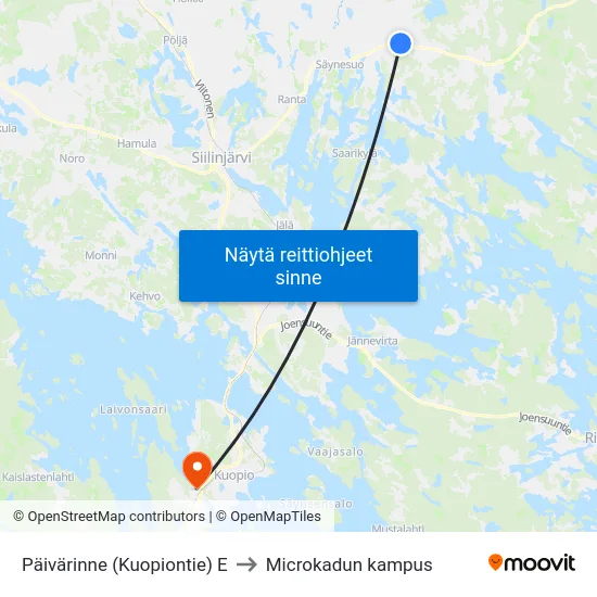 Päivärinne (Kuopiontie) E to Microkadun kampus map