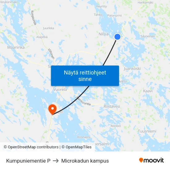Kumpuniementie P to Microkadun kampus map