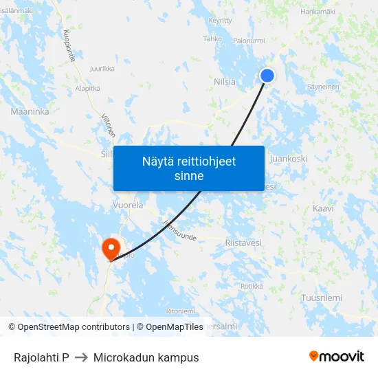 Rajolahti P to Microkadun kampus map