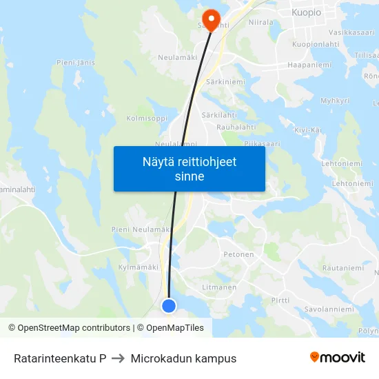 Ratarinteenkatu P to Microkadun kampus map