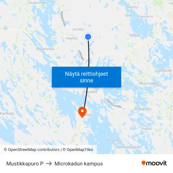 Mustikkapuro P to Microkadun kampus map