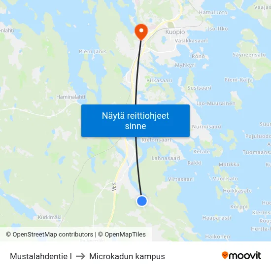Mustalahdentie I to Microkadun kampus map