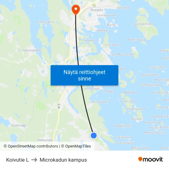 Koivutie L to Microkadun kampus map