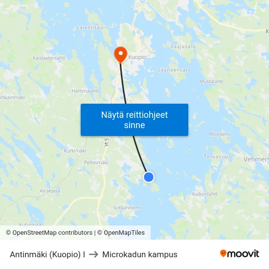 Antinmäki (Kuopio) I to Microkadun kampus map