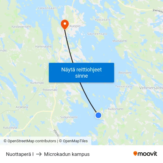 Nuottaperä I to Microkadun kampus map