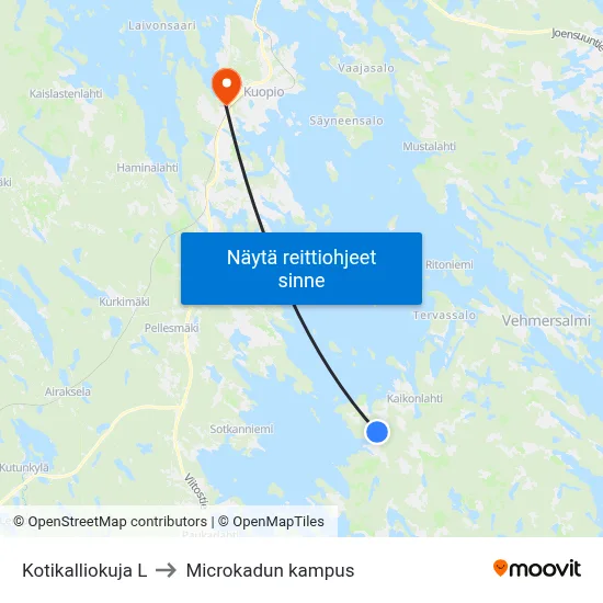 Kotikalliokuja L to Microkadun kampus map