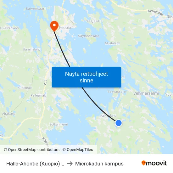 Halla-Ahontie (Kuopio) L to Microkadun kampus map