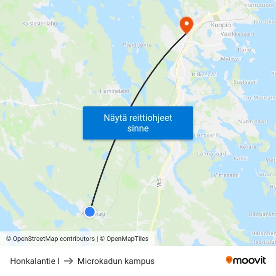Honkalantie I to Microkadun kampus map
