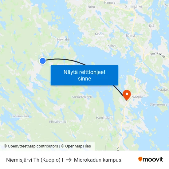 Niemisjärvi Th (Kuopio) I to Microkadun kampus map