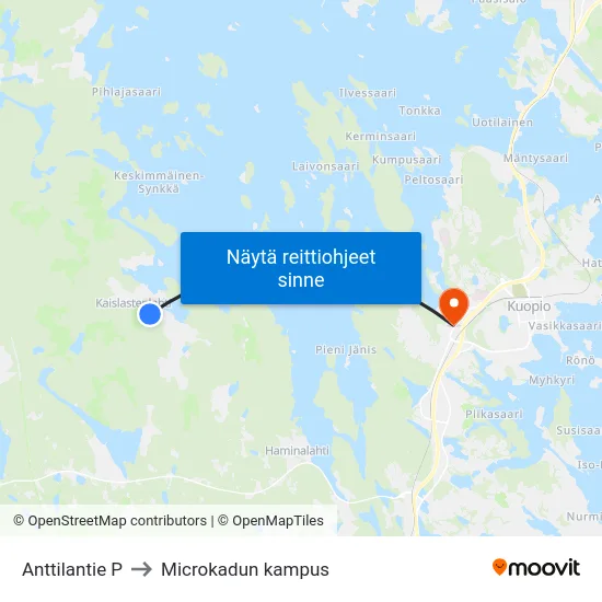 Anttilantie P to Microkadun kampus map