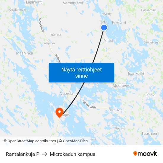 Rantalankuja P to Microkadun kampus map
