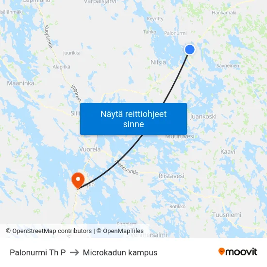 Palonurmi Th P to Microkadun kampus map