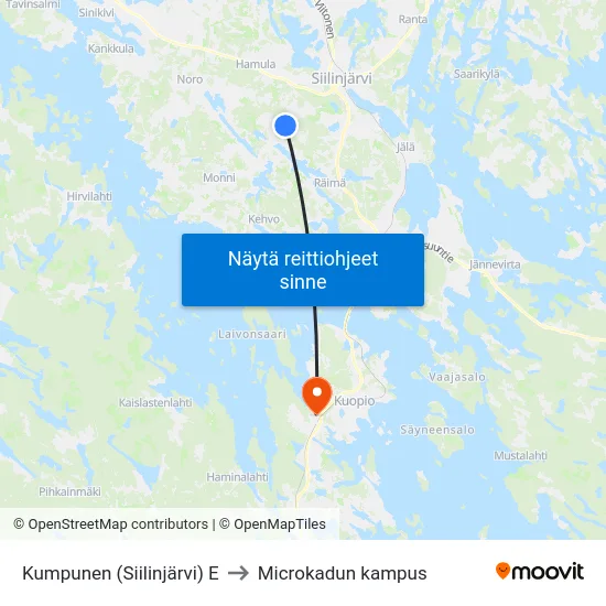 Kumpunen (Siilinjärvi) E to Microkadun kampus map