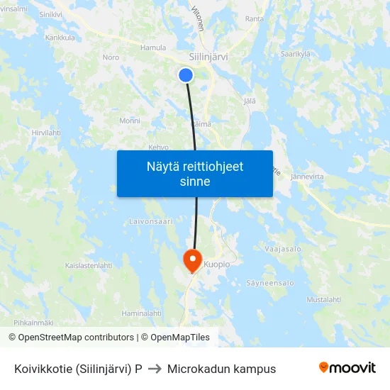 Koivikkotie (Siilinjärvi) P to Microkadun kampus map