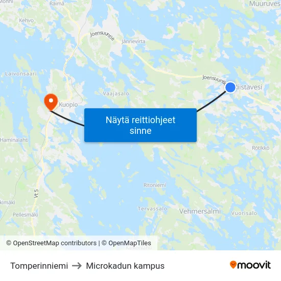 Tomperinniemi to Microkadun kampus map