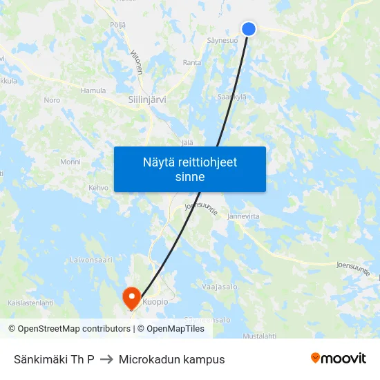 Sänkimäki Th P to Microkadun kampus map