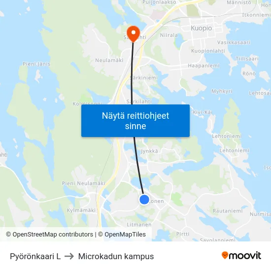 Pyörönkaari L to Microkadun kampus map