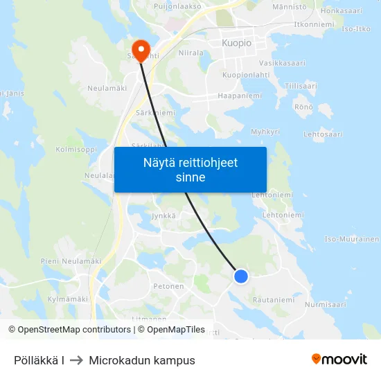 Pölläkkä I to Microkadun kampus map