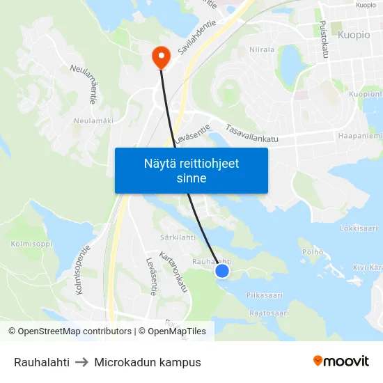 Rauhalahti to Microkadun kampus map