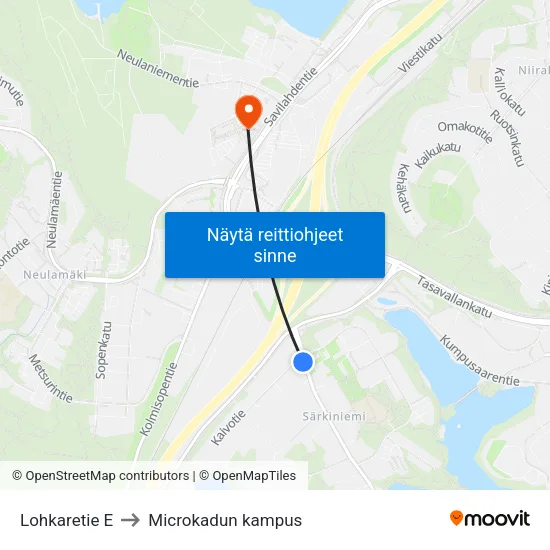 Lohkaretie E to Microkadun kampus map