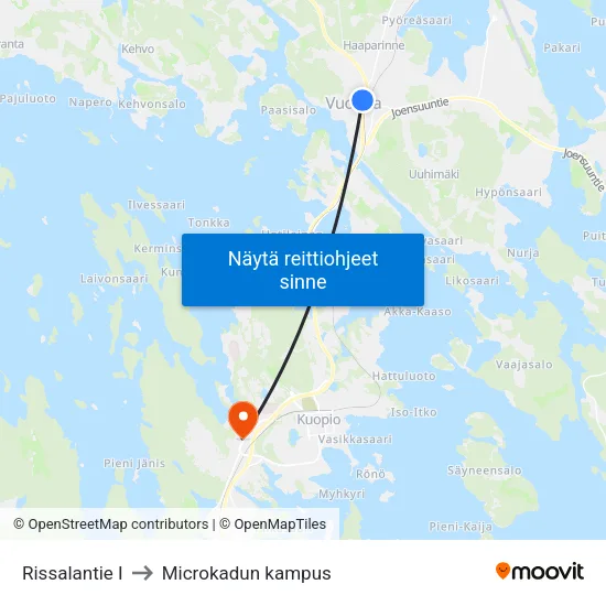 Rissalantie I to Microkadun kampus map