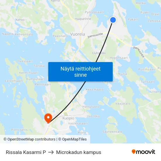 Rissala Kasarmi P to Microkadun kampus map