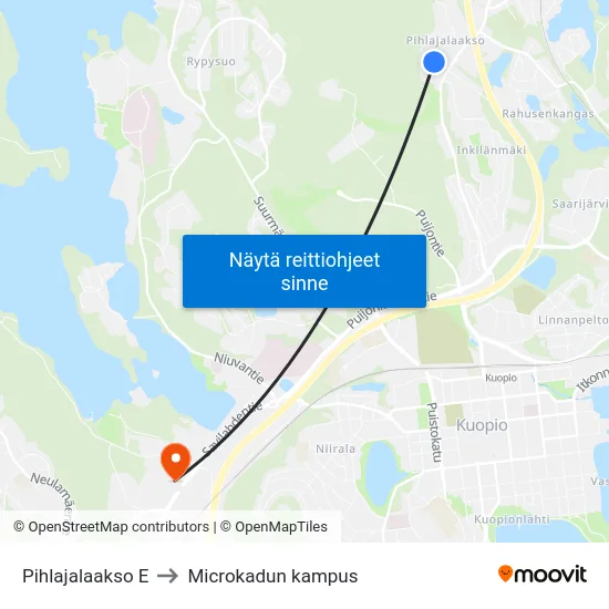 Pihlajalaakso E to Microkadun kampus map