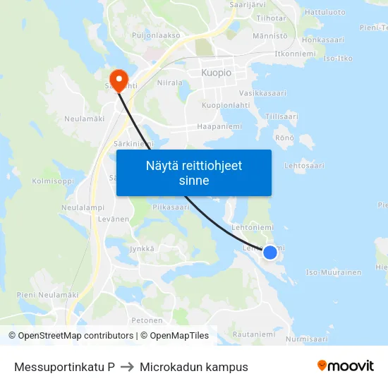Messuportinkatu P to Microkadun kampus map