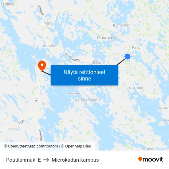 Poutilanmäki  E to Microkadun kampus map