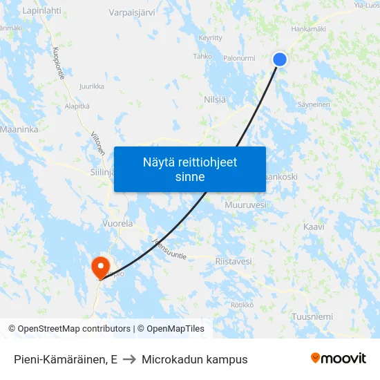 Pieni-Kämäräinen, E to Microkadun kampus map
