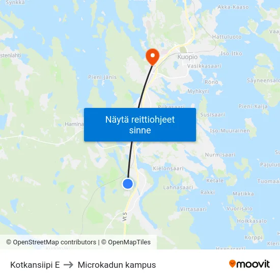 Kotkansiipi E to Microkadun kampus map