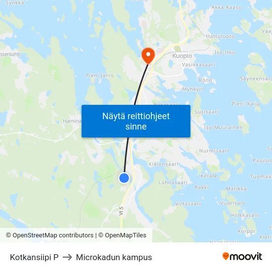 Kotkansiipi P to Microkadun kampus map